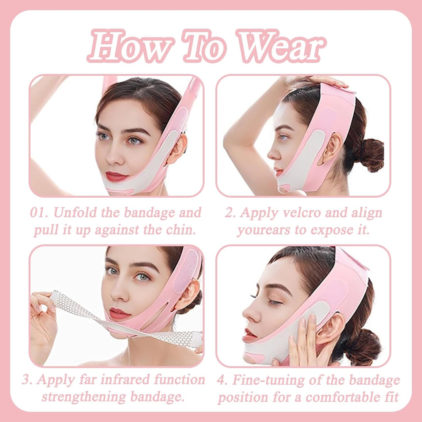 Chin Strap for Sleeping 2 Pieces Double Chin Reducer Chin Strap V Line Lifting Mask Double Chin Strap Face Slimming for Quick and Enhanced Jawline Tightening (Black Pink)