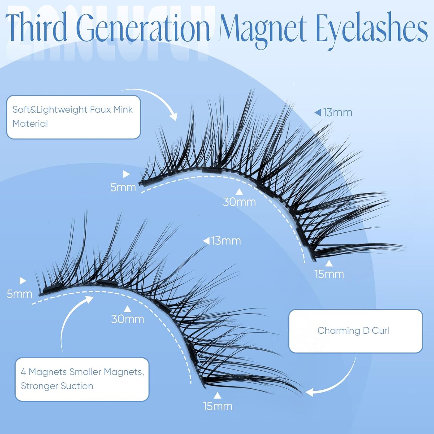 Magnetic Eyelashes Natural Cat Eye Lashes Magnetic Eyelashes Fox Eye Magnetic Lashes Double Sided No Glue Lashes Wispy Eyelashes with Magnetic Applicator