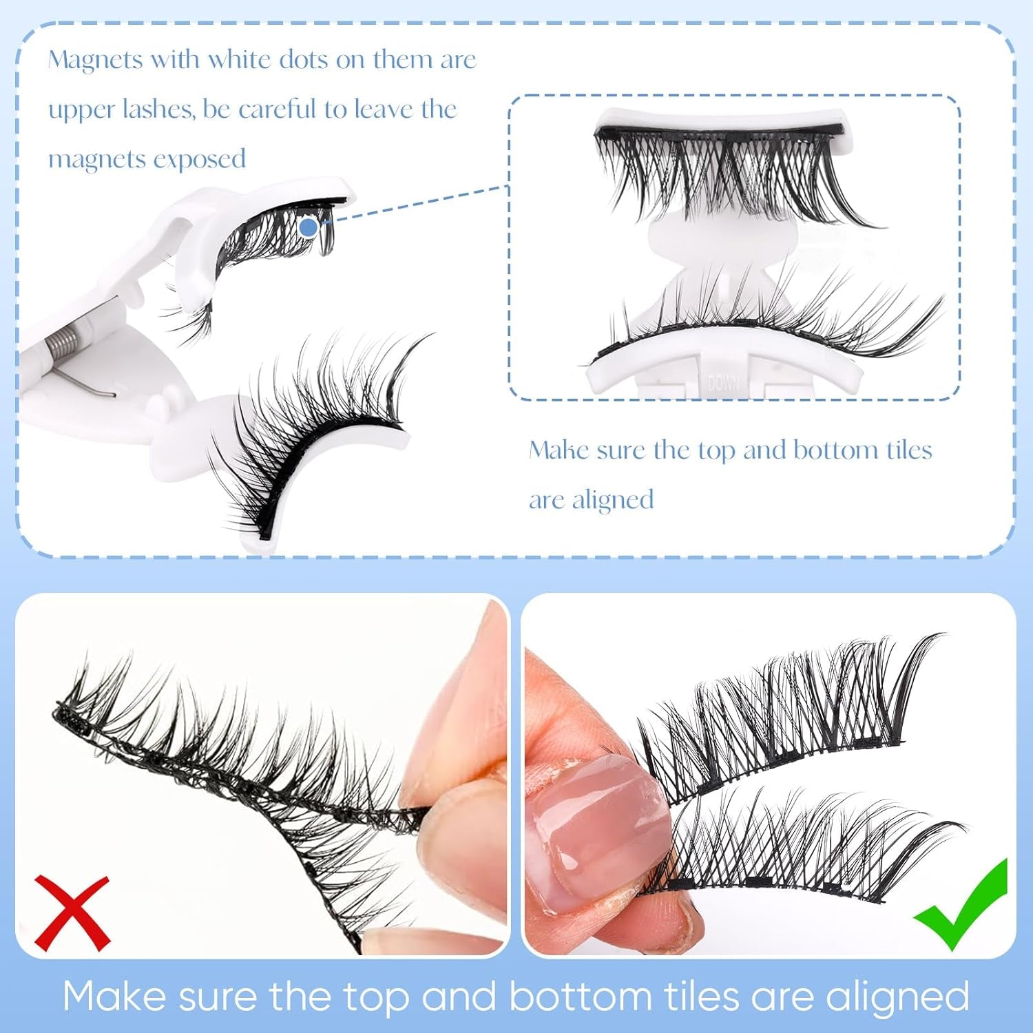 Magnetic Eyelashes Natural Cat Eye Lashes Magnetic Eyelashes Fox Eye Magnetic Lashes Double Sided No Glue Lashes Wispy Eyelashes with Magnetic Applicator