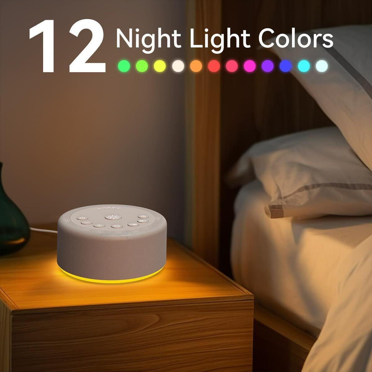 Sleep Sound Machine White Noise Machine 30 Non Looping Sounds Night Light Colors