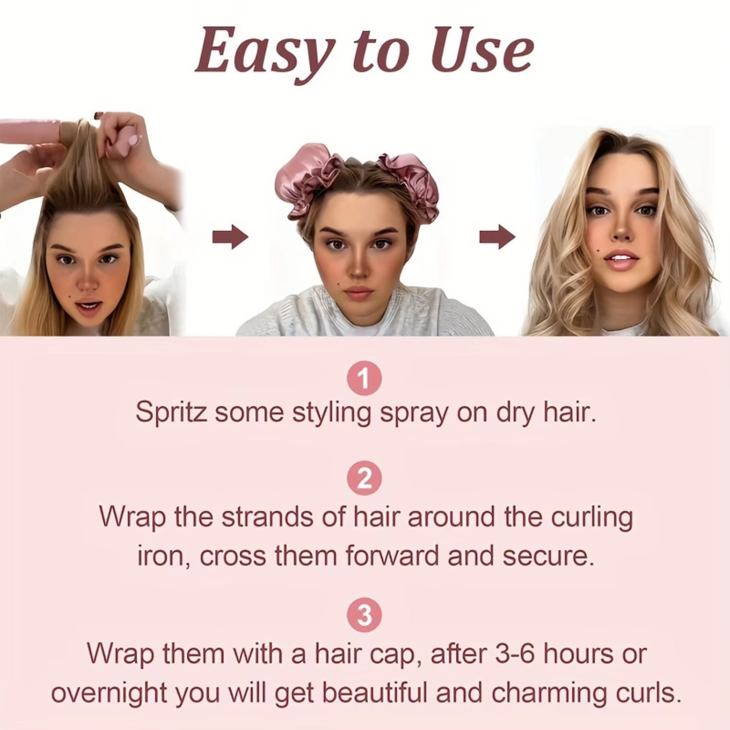 2Pcs/Set Silky Satin Heatless Hair Curler Set, No Heat Hair Curling Stick Cover, Suitable for Sleeping in Overnight