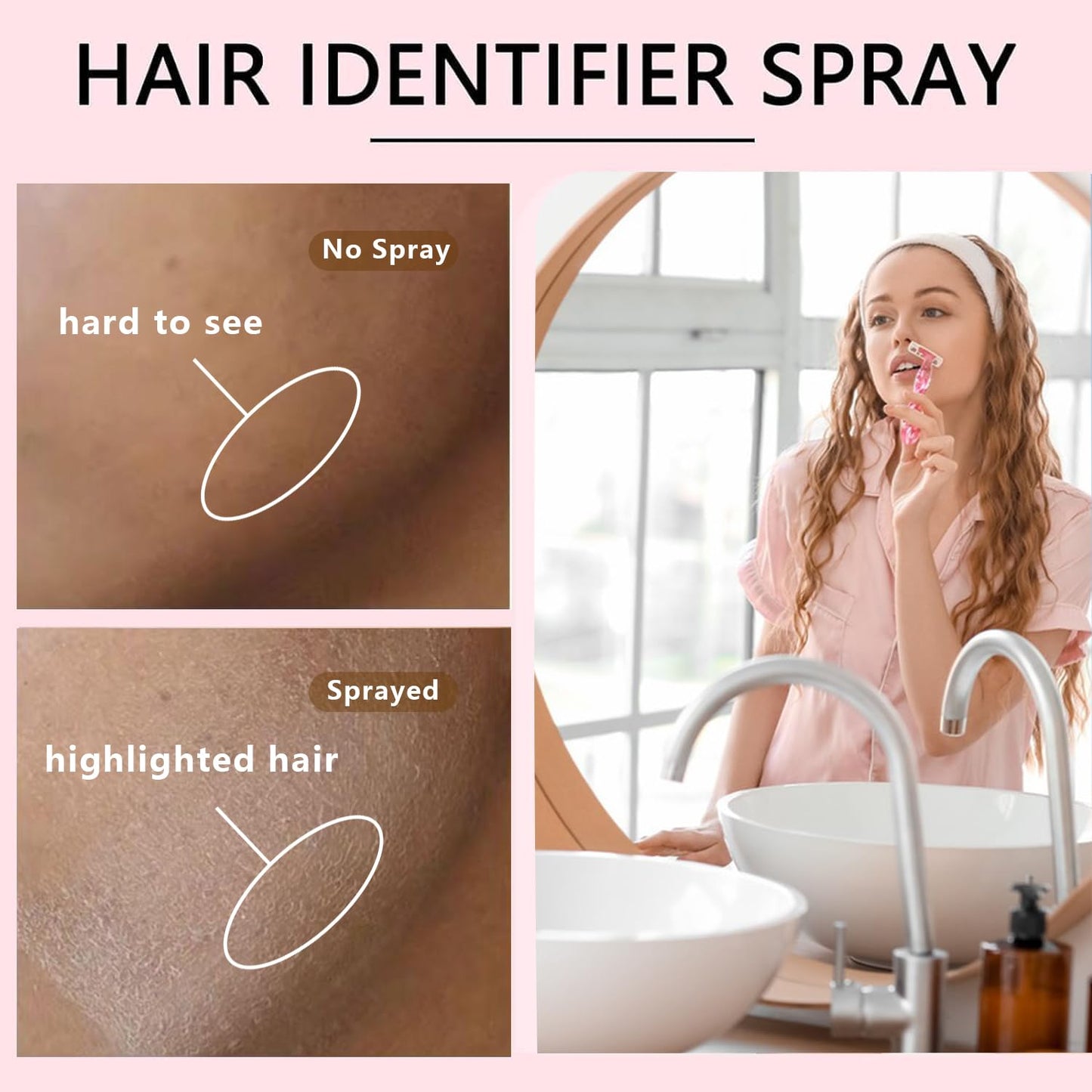 Hair Identifier Spray for Face Shaving, Moisturizing and Skin Care Dermaplaner Spray, Skin Body Face Hair Identifier Spray, Skin Dermaplaning Spray for Face with Razor