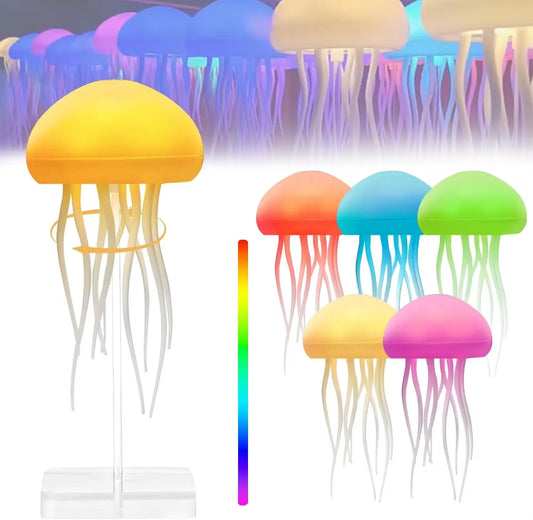 Cute Jellyfish LED Night Light Rechargeable Voice Control Dancing Legs RGB Bedside Lamp Table Lamp Bluetooth Speaker Humidifier