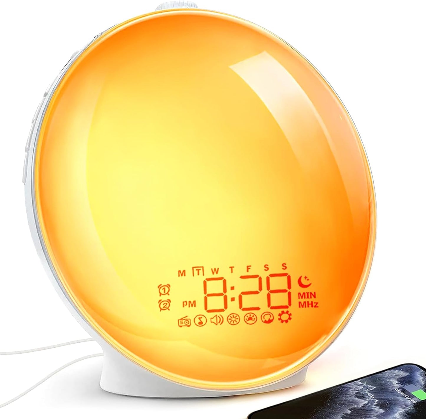 Wake up Light Sunrise Alarm Clock, Sleep Sound Machine Night Light, Smart Alarm