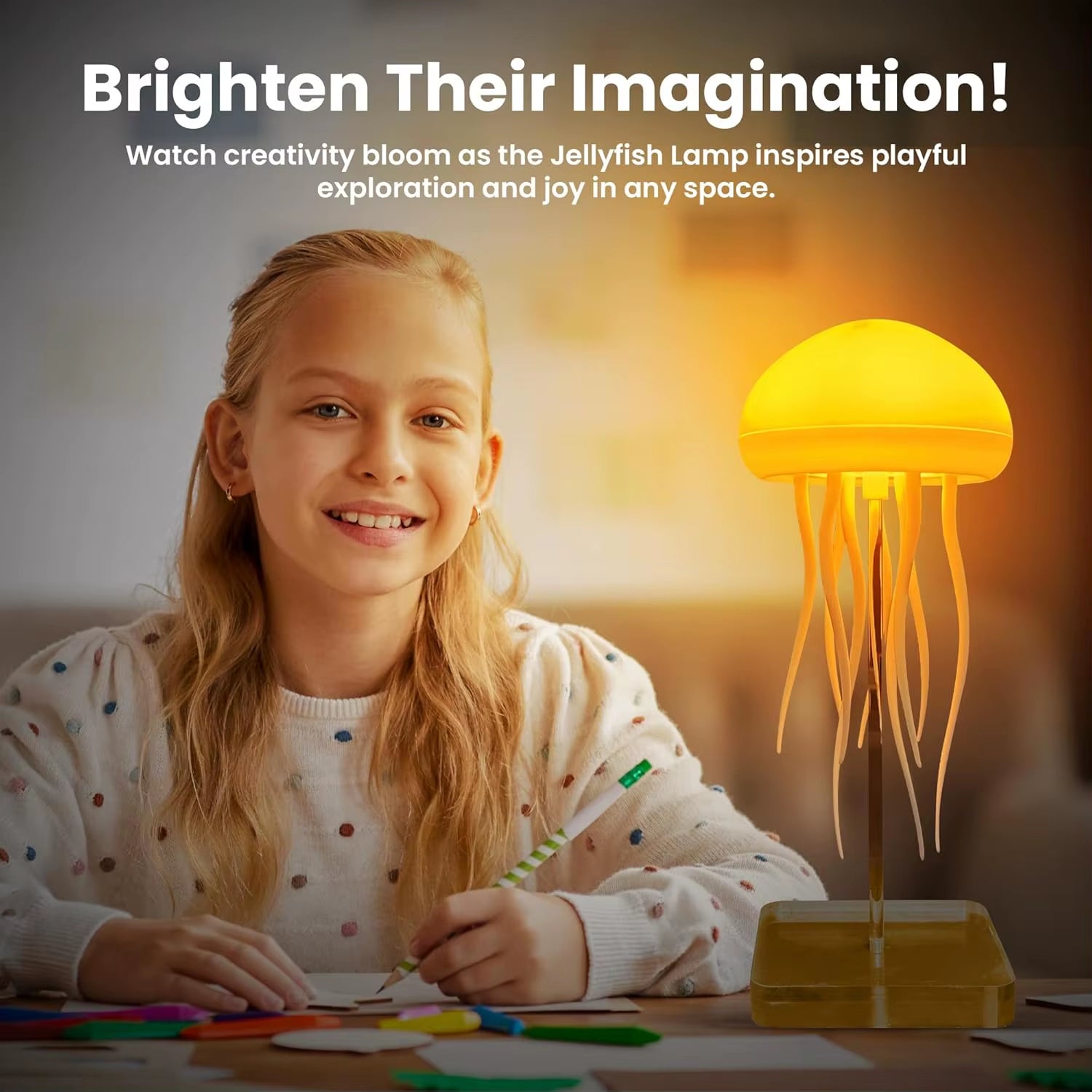 Cute Jellyfish LED Night Light Rechargeable Voice Control Dancing Legs RGB Bedside Lamp Table Lamp Bluetooth Speaker Humidifier