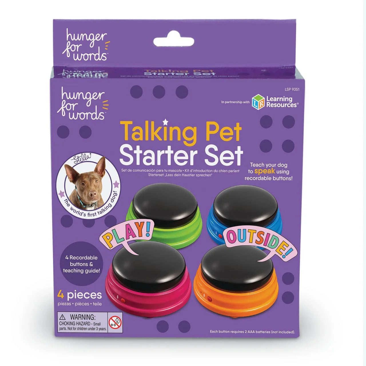 Talking Pet Starter Set - 4 Recordable Buttons for Dog Communication, Talking Dog Buttons