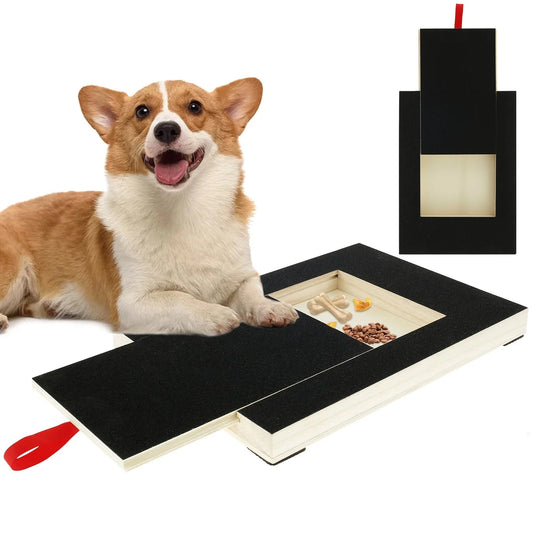 Dog Scratching Board with Treat Box,Dog Scratch Pad for Nails with Free Replacement File,Dog Nail File Board with Handle and Anti-Slip Pads