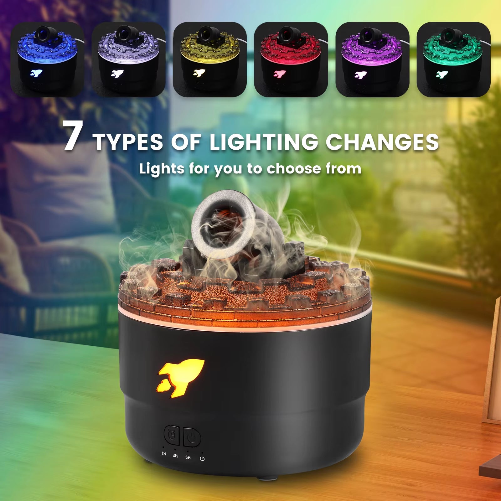 Desktop Humidifier with Colorful LED Light 2 Spray Modes Humidifier Diffuser with Timer 280ML Aroma Vapor Creative Humidifier